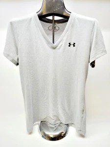 Under Armour Womens T-Shirt Small Vneck Heat Gear Short Sleeve Gray Threadborne - Picture 1 of 7