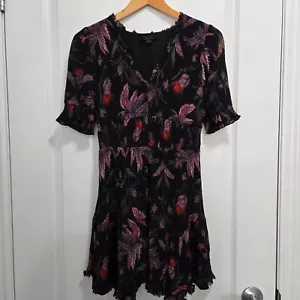 ALLSAINTS Kleid Damen Small 2 Via Harris bedruckt gesmokt kurz ausgestellt Blumen - Bild 1 von 13