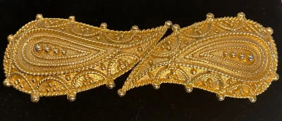 Hebilla de Cinturón Vintage Años 90 Pasarela Tono Dorado Diseño Paisley No Firmado Grande Foto 1 de 3