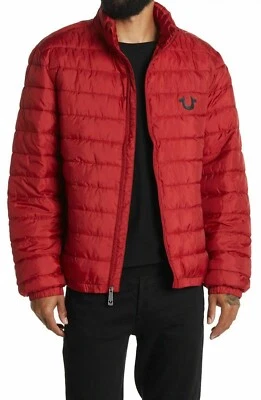 New NWT True Religion Men's Puffer Jacket Red XL Extra-Large 105664 Bleed $199 - Image 1 of 4