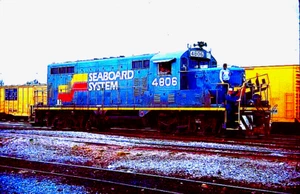 ORIGINAL KODACHROME SLIDE SEABOARD SYSTEM GP-16 #4806 JACKSONVILLE APR. 24, 1983 - Picture 1 of 1