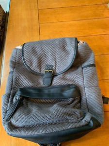Madden Girl Backpack Handbag Gray Chevron Fabic - Nylon Drawstring & Flap