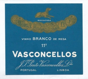 PORTUGAL - VASCONCELLOS - OLD WHITE WINE LABEL - Picture 1 of 1