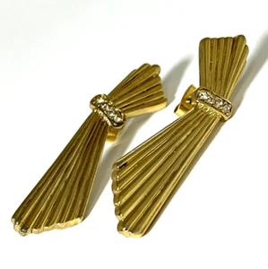 Vintage Trifari Strass goldfarben Ohrringe signiert Vorhänge Vorhänge - Bild 1 von 17