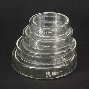 60-120 mm Borosilikatglas Petrischale Kulturschale mit Deckeln für Labor Bakterienhefe - Bild 1 von 26