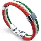 8X(Jewelry bracelet, Italian flag bangle, leather alloy, for men's women, green