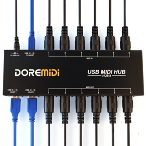 DOREMiDi HUB-8 6x6 MIDI Interface Host x2 MIDI Hub Box 96 Channels Adapter - Picture 1 of 12