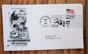 FLAG OVER MOUNT RUSHMORE PRESIDENTS 1991 ARTCRAFT CACHET FDC - Picture 1 of 1