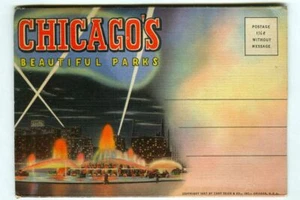 Vintage 1937 CHICAGO's BEAUTIFUL PARKS Souvenir Postcard Folder D4945 Curt Teich - Imagen 1 de 6