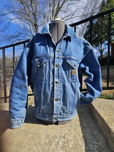 UNAVAILABLE Vintage 90s Carhartt Denim Hooded Jean Workwear Chore Jacket M - Picture 1 of 9