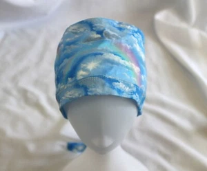 Blue Sky with Clouds & Rainbows Surgical Scrub Cap Chemo Dental Hat - Picture 1 of 5