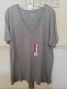 Eddie Bauer Women's Short Sleeve V-Neck Soft T-Shirt Tee w/ Side Slits XXL - Picture 1 of 5