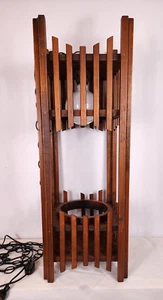 Retro BOHO Wooden Hanging Lamp plant flower hanger holder large 33" x 12" square - Picture 1 of 23