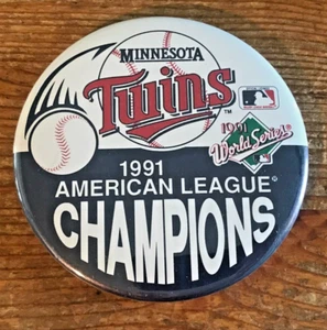 Minnesota Twins Pin 1991 AL American League Champions Button Pinback MLB - Picture 1 of 2