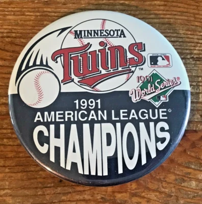 Minnesota Twins Pin 1991 AL American League Champions Button Pinback MLB - Image 1 of 2