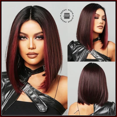 ✅ Pelucas Bob Cortas para Mujer Pelucas de Pelo Corto Sintéticas Naturales con Flequillo Juegos con disfraces Foto 1 de 4