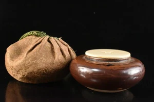 T1065: Japanese Old Seto-ware Brown glaze TEA CADDY Taikai chaire Container - Picture 1 of 8