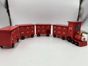 Pottery Barn Kids Wood Train Advent Calendar Red #8038A READ NO 18 BOX - Picture 1 of 6