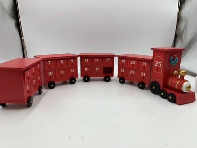 Pottery Barn Kids Wood Train Advent Calendar Red #8038A READ NO 18 BOX - Image 1 of 4