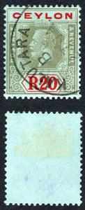 Ceylon SG357 20r Die 2 Wmk Script Fiscally used with Fake postmark - Picture 1 of 1