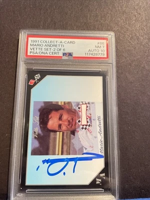 1991 Collect-A-Card Mario Andretti #2 Autographed 10 Card NM 7 PSA/DNA - Image 1 of 4