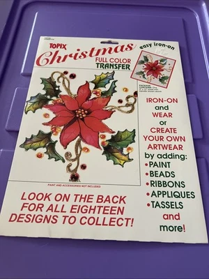 НОВЫЙ винтажный 1991 Holiday Topix оригинальный утюг передачи POINSETTIA - Изображение 1 из 4