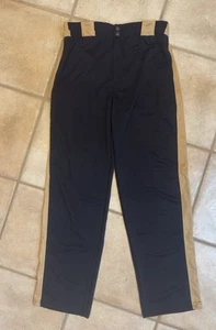 Baseball/Softball Pants Mens Size LRG 34x34 Black w/Gold Strip 2 Back Pockets - Picture 1 of 5