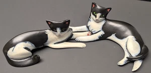 Lynda Pleet 2004 eBay Exclusive Black and White Cat Limited Edition Figurines 7" - Picture 1 of 10