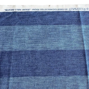 Waverly Bedford Stripe Vintage Collection Denim Fabric 58" x 100" Made in USA - Picture 1 of 6