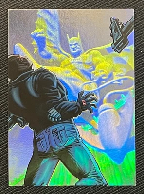 1996 Fleer DC Outburst #2 Batman Holoburst Hologram Card Swings Into Action NM/M - Image 1 of 4