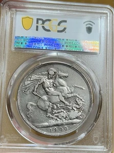 Corona de plata Gran Bretaña 1900 graduación profesional borde VF30 LXIV - Imagen 1 de 4