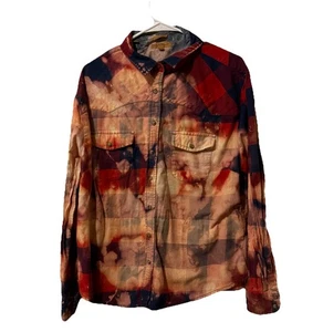 Flannel Shirt Bleached Faded Worn Unique Distressed Tie Around Waist Women XXL - Picture 1 of 5
