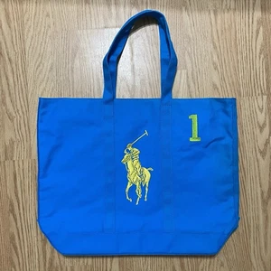 Ralph Lauren Polo Fragrances Canvas blau gelb Big Pony #1 Tasche Handtasche - Bild 1 von 9
