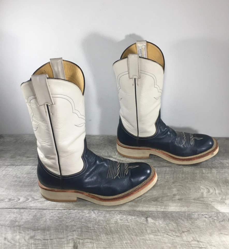 Botas femininas Adam’s Boots Co azul branco crepe roper cowboy faroeste tamanho 8.5 - Imagem 1 de 4
