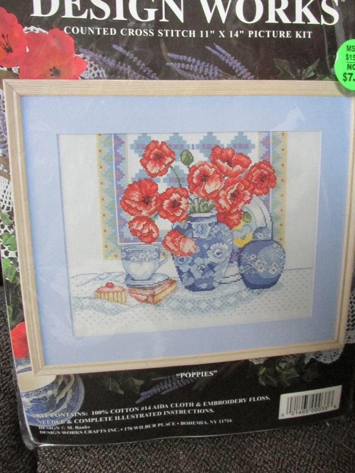 ""POPPIES  - COUNTED CROSS STITCH  KIT"" - 11 X 14 - Image 1 of 2