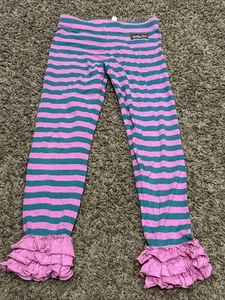 Matilda Jane Pink Green Striped  Pattern Bell Bottom Pants Size 6 A11 - Picture 1 of 3