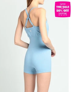 GUESS Jersey Playsuit Size M-L Blue Stretch Logo Back Padded Cups - Picture 1 of 4