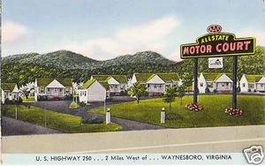 ALLSTATE Motor Court WAYNESBORO Virginia US Hwy 50 PC - Picture 1 of 2