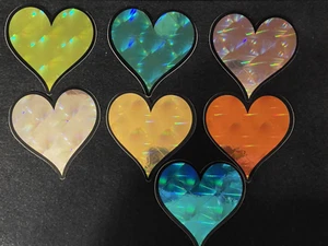 Vintage Retro Hippie Groovy SEVEN 3" herzförmige glänzende Prisma Aufkleber Neu aus altem Lagerbestand (Posten 2) - Bild 1 von 4