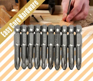 10 Pc 50mm 2" Phillip Drive Bits Screwdriver Screw Driver Bits CR-V PH2 - Picture 1 of 5