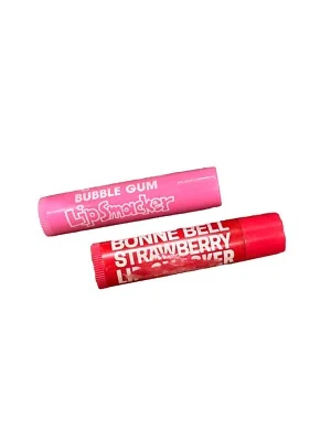 2 Vintage Bonne Bell Lip Smackers Bubble Gum Strawberry - Image 1 of 4