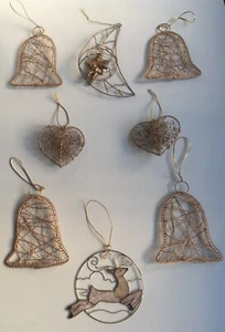 Addobbi natalizi in metallo per ALBERO DI NATALE 8 pezzi Campane Cuori Angelo - Foto 1 di 9