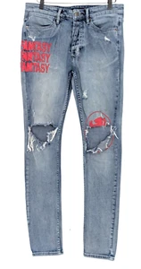 Ksubi Van Winkle Lion jeans 31x31 light blue trashed destroyed punk rocker - Picture 1 of 22