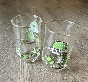 2 VTG Green Daisy Holly Glasses By Kirby - Picture 1 of 6