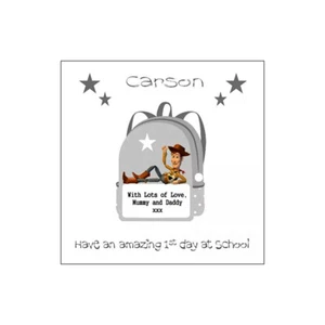 PERSONALISED DISNEY WOODY BACK TO SCHOOL CARD Girls Children's Good Luck Card - Picture 1 of 5