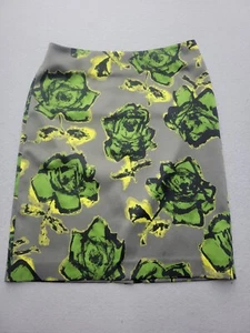Mac & Jac Women Skirt 8 Green/Grey A-Line Floral Polyester Blend Short Knit - Picture 1 of 10