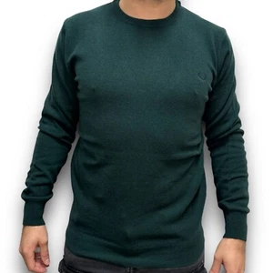 Maglione FRED PERRY Girocollo Classico Abbigliamento Verde Uomo maglia 100% Lana - Imagen 1 de 1