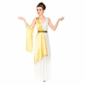 Ladies Gold Greek Goddess Aphrodite Athena Halloween Fancy Dress Party Costume - Picture 1 of 1