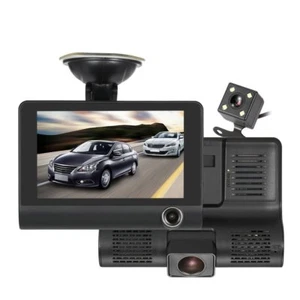 VIDEOCAMERA PER AUTO + SD 16 GB DASH CAM FULL HD 1080 P CARDVR WDR 3 LENTI  - Picture 1 of 9