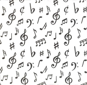 T378# 3 einzelne Papierservietten für Decoupage schwarz Musik Noten Zeichen Muster - Bild 1 von 10